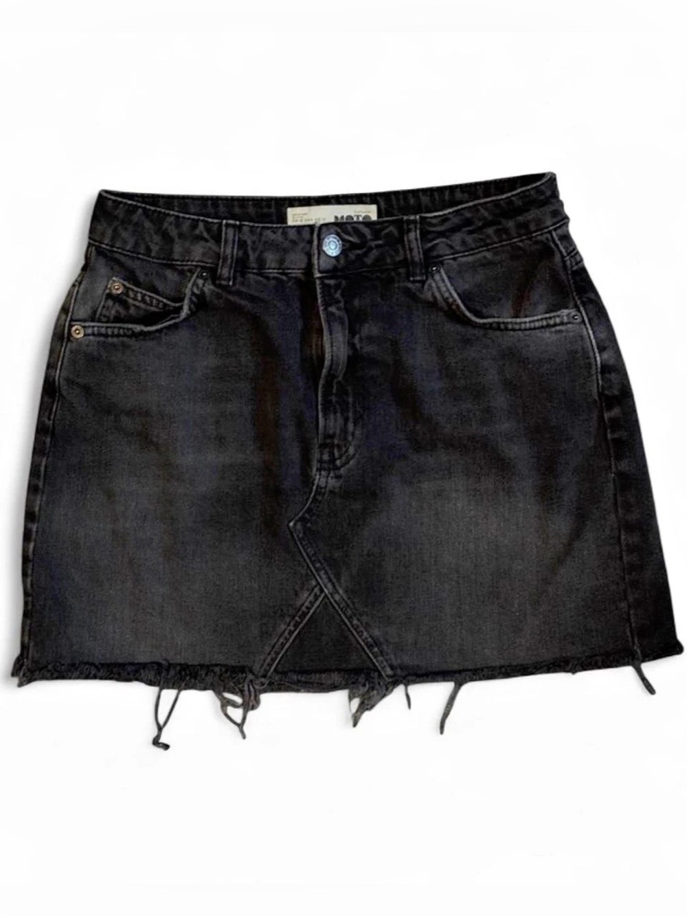 Topshop MOTO Black Denim Mini Skirt